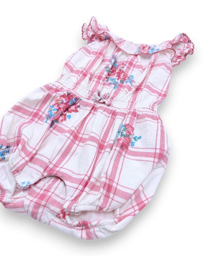 Macacão Xadrez Floral 9 Meses