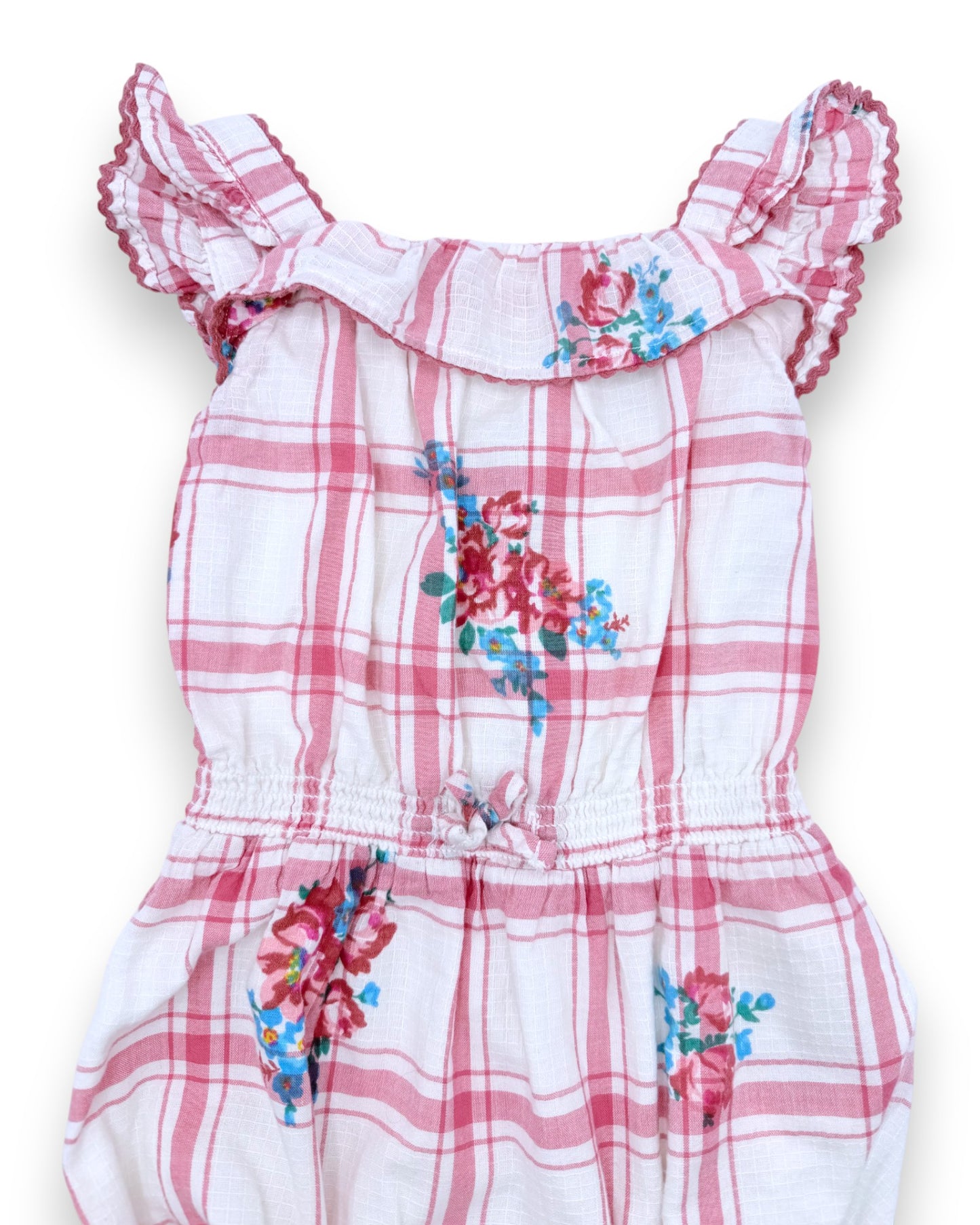 Macacão Xadrez Floral 9 Meses