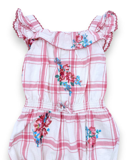 Macacão Xadrez Floral 9 Meses