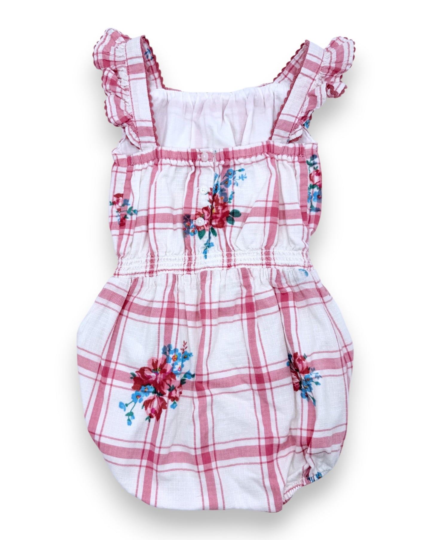 Macacão Xadrez Floral 9 Meses