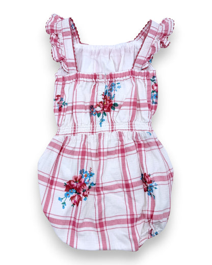 Macacão Xadrez Floral 9 Meses