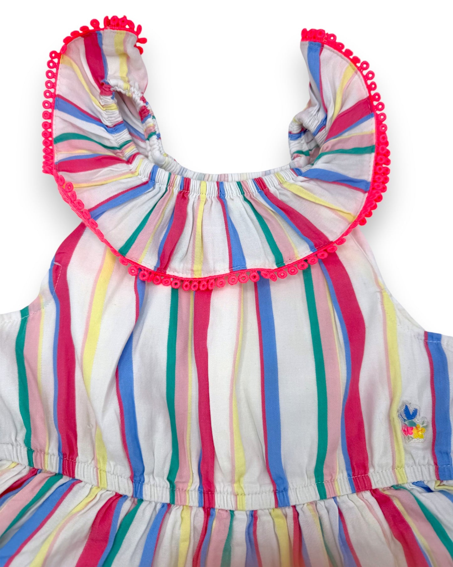 Vestido Riscas Folhos 4 anos