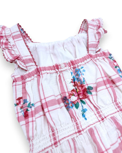 Macacão Xadrez Floral 9 Meses