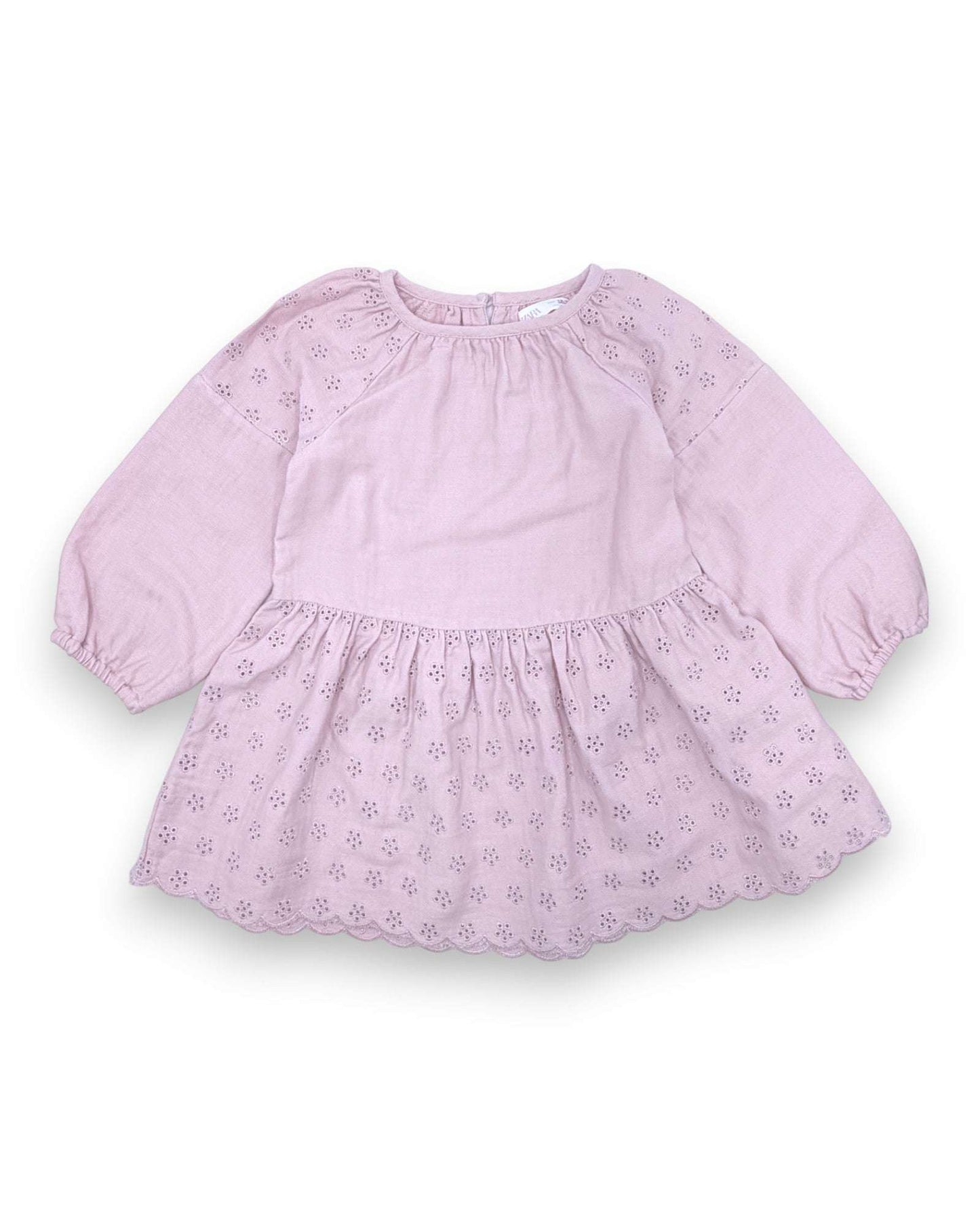Vestido Rosa Bordado ZARA - 12-18 Meses