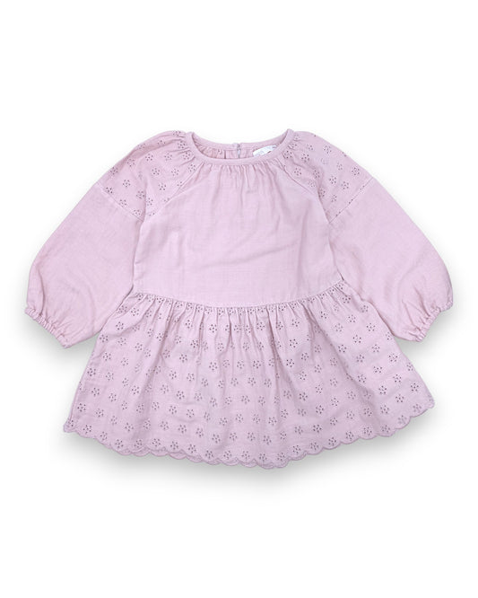 Vestido Rosa Bordado 12-18 Meses