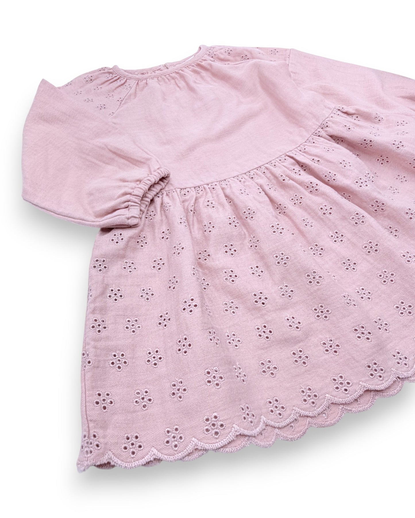 Vestido Rosa Bordado 12-18 Meses