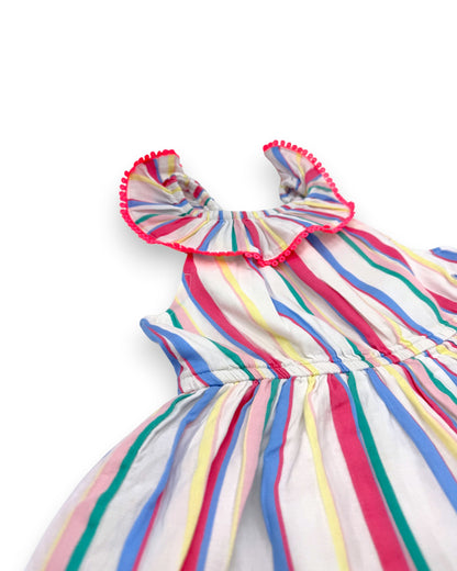 Vestido Riscas Folhos 4 anos