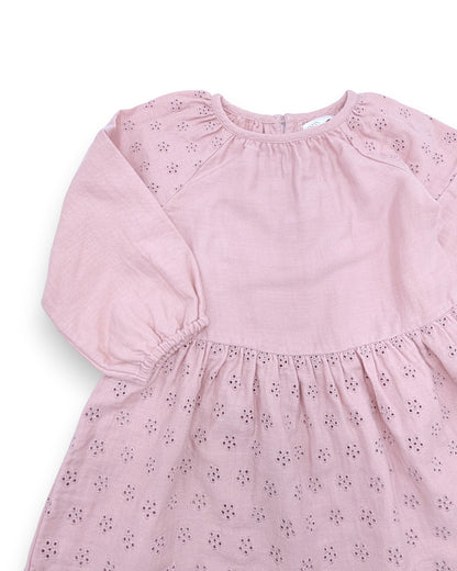 Vestido Rosa Bordado 12-18 Meses