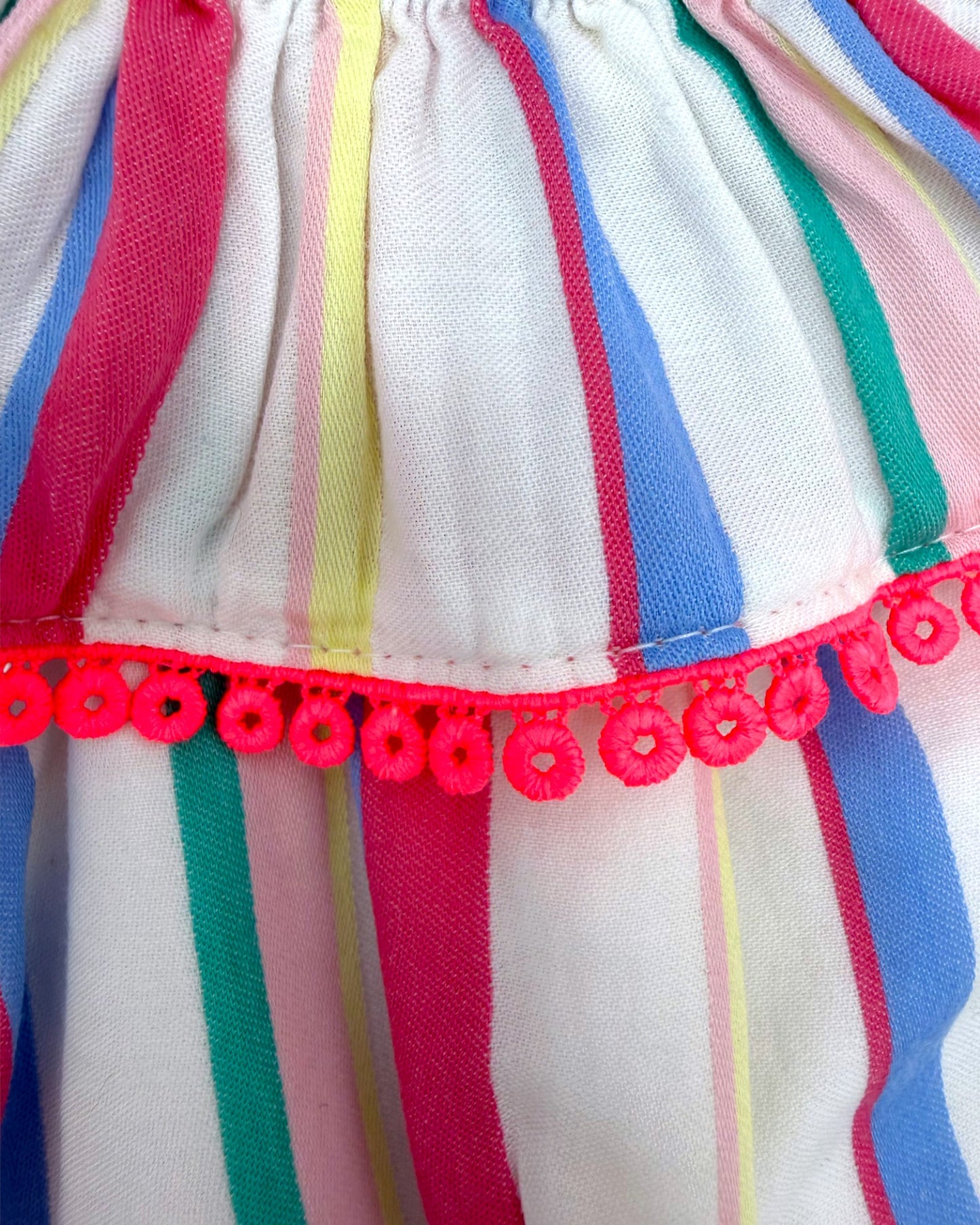 Vestido Riscas Folhos 4 anos