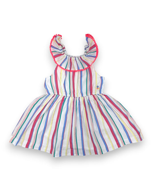 Vestido Riscas Folhos 4 anos