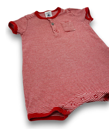 Macacão Riscas Vermelho 3 Meses