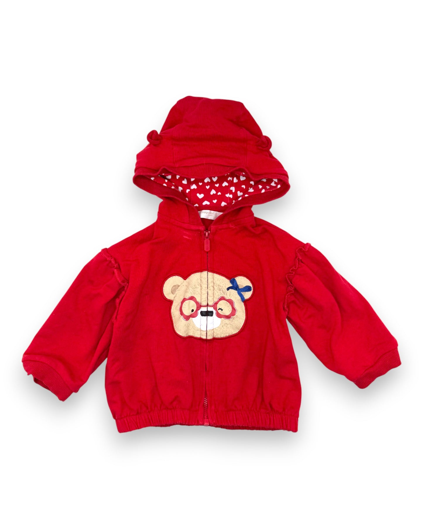 Sweater Capuz Vermelho 6-9 Meses