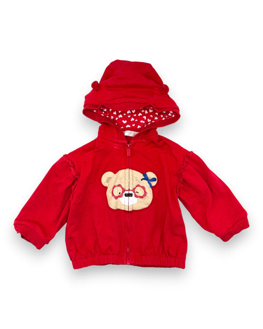Sweater Capuz Vermelho 6-9 Meses