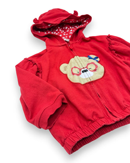 Sweater Capuz Vermelho 6-9 Meses
