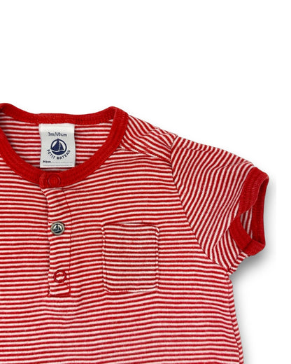 Macacão Riscas Vermelho 3 Meses
