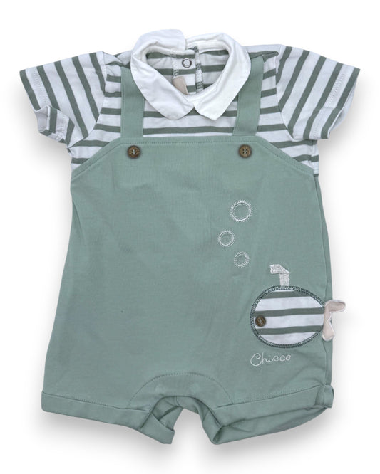 Body Macacão Verde 1 Mês