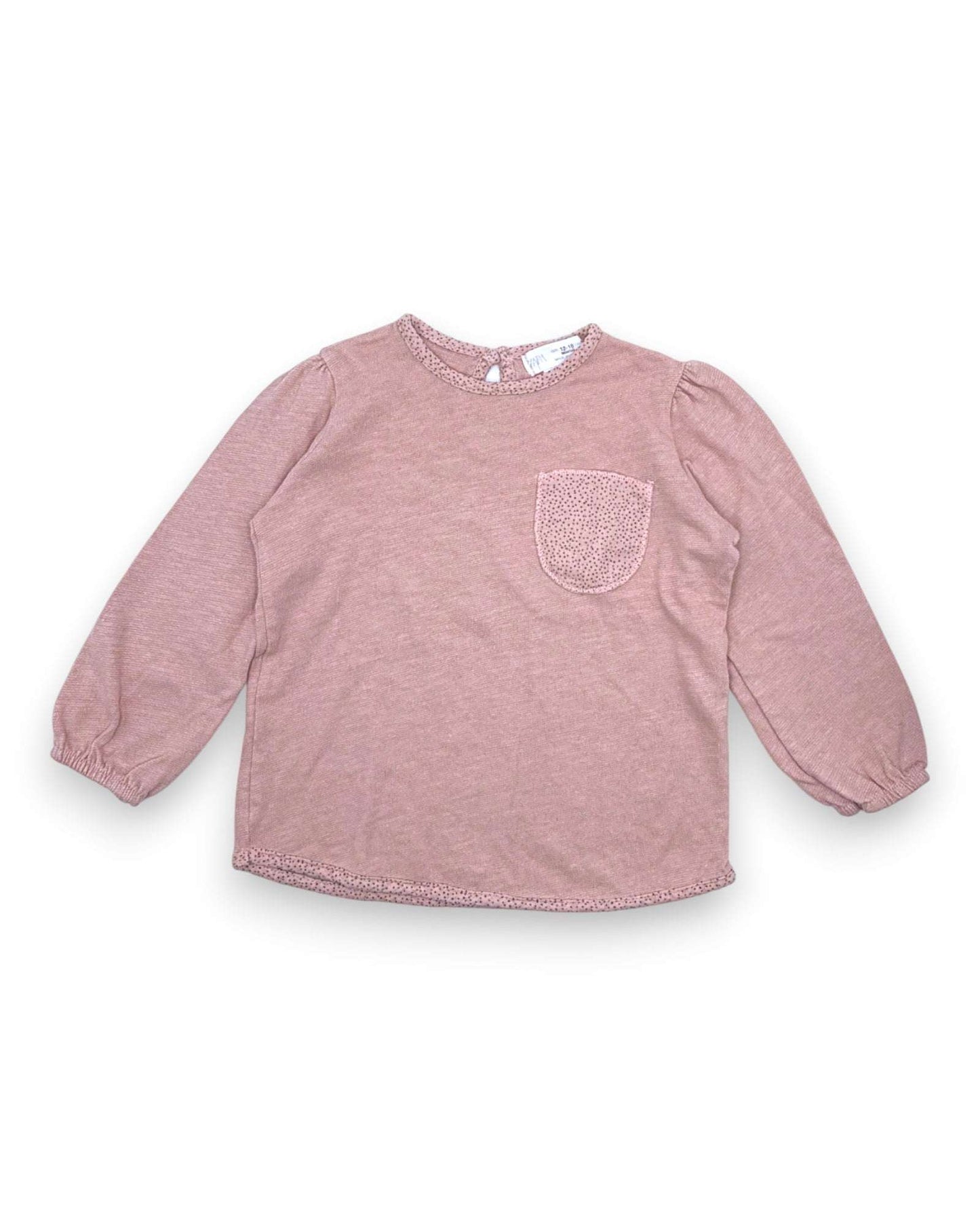 Blusa Rosa Bolso ZARA - 12-18 Meses