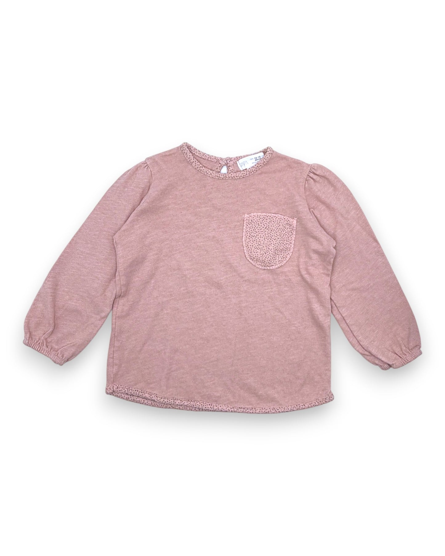 Pink Blouse with Pocket, Size 12-18 Months