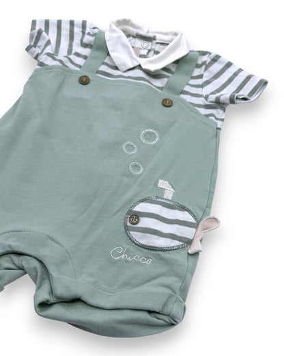 Body Macacão Verde 1 Mês