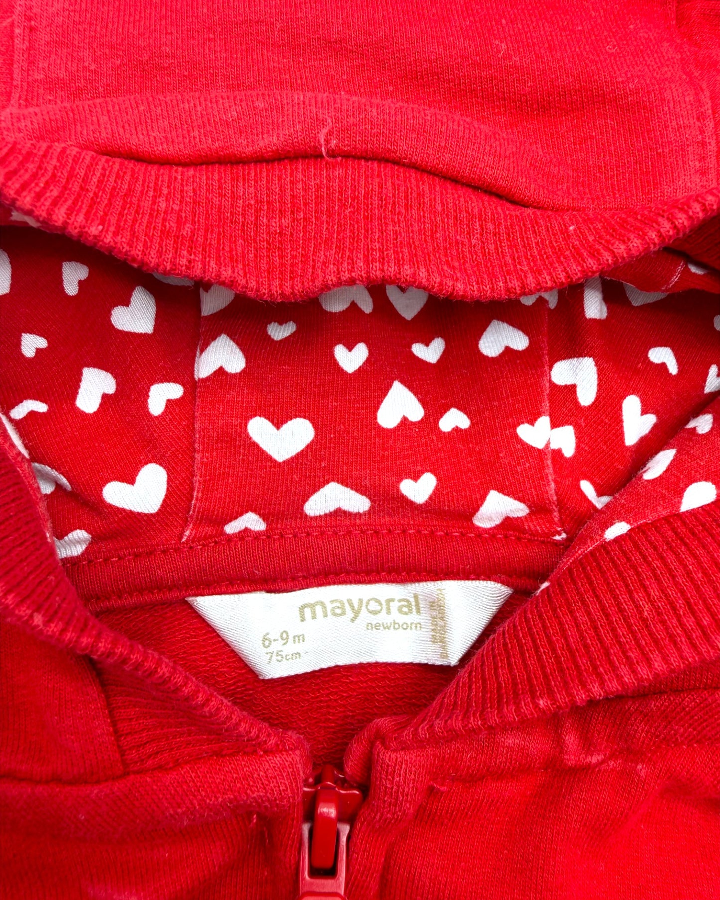 Sweater Capuz Vermelho 6-9 Meses