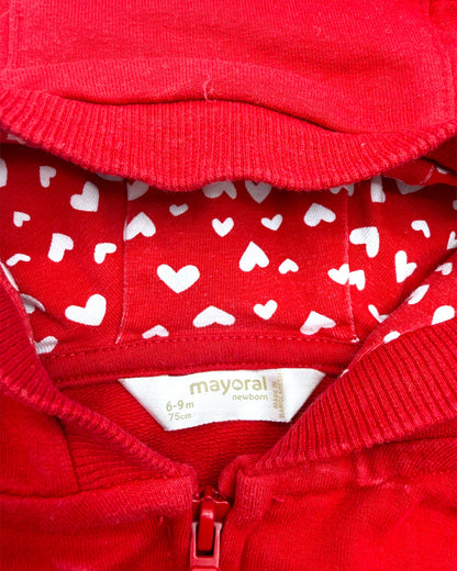 Sweater Capuz Vermelho 6-9 Meses