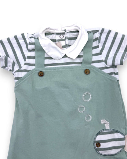 Body Macacão Verde 1 Mês