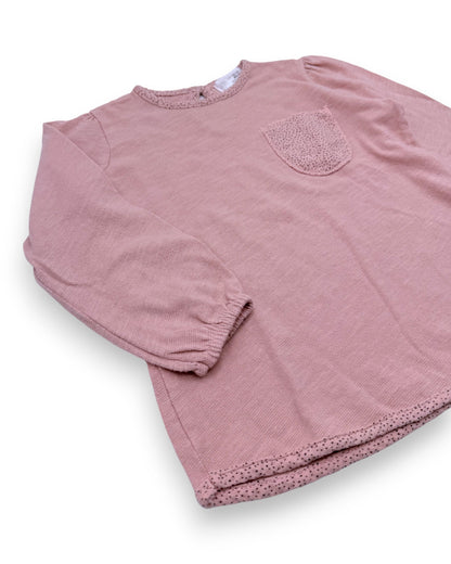 Pink Blouse with Pocket, Size 12-18 Months