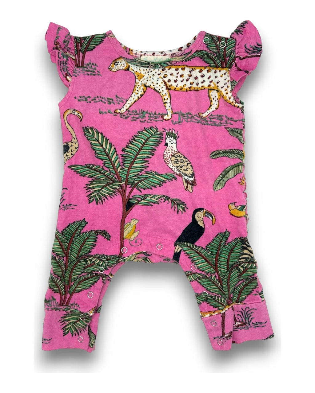 Macacão Rosa Tropical 0-6 Meses