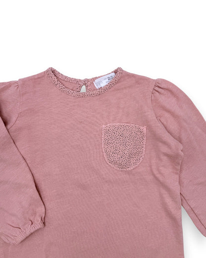 Pink Blouse with Pocket, Size 12-18 Months
