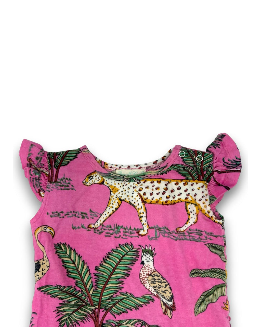 Macacão Rosa Tropical 0-6 Meses