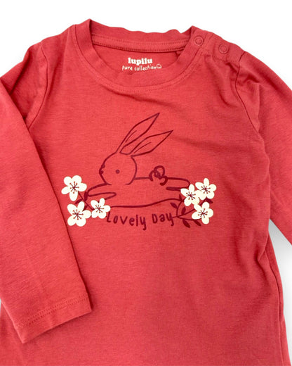 T-Shirt Rosa Coelho 6-12 Meses