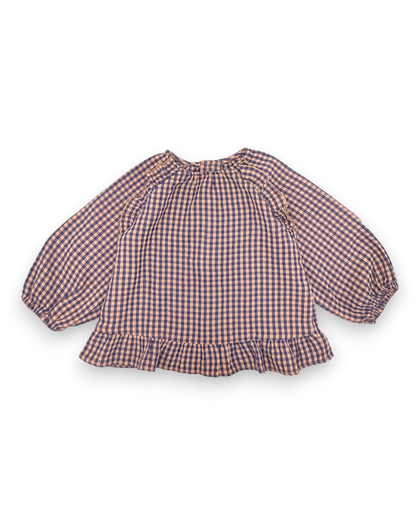 Brown Checkered Blouse, Size 12-18 Months