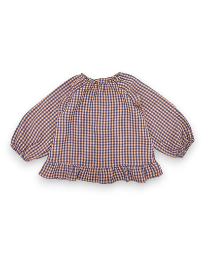 Brown Checkered Blouse, Size 12-18 Months