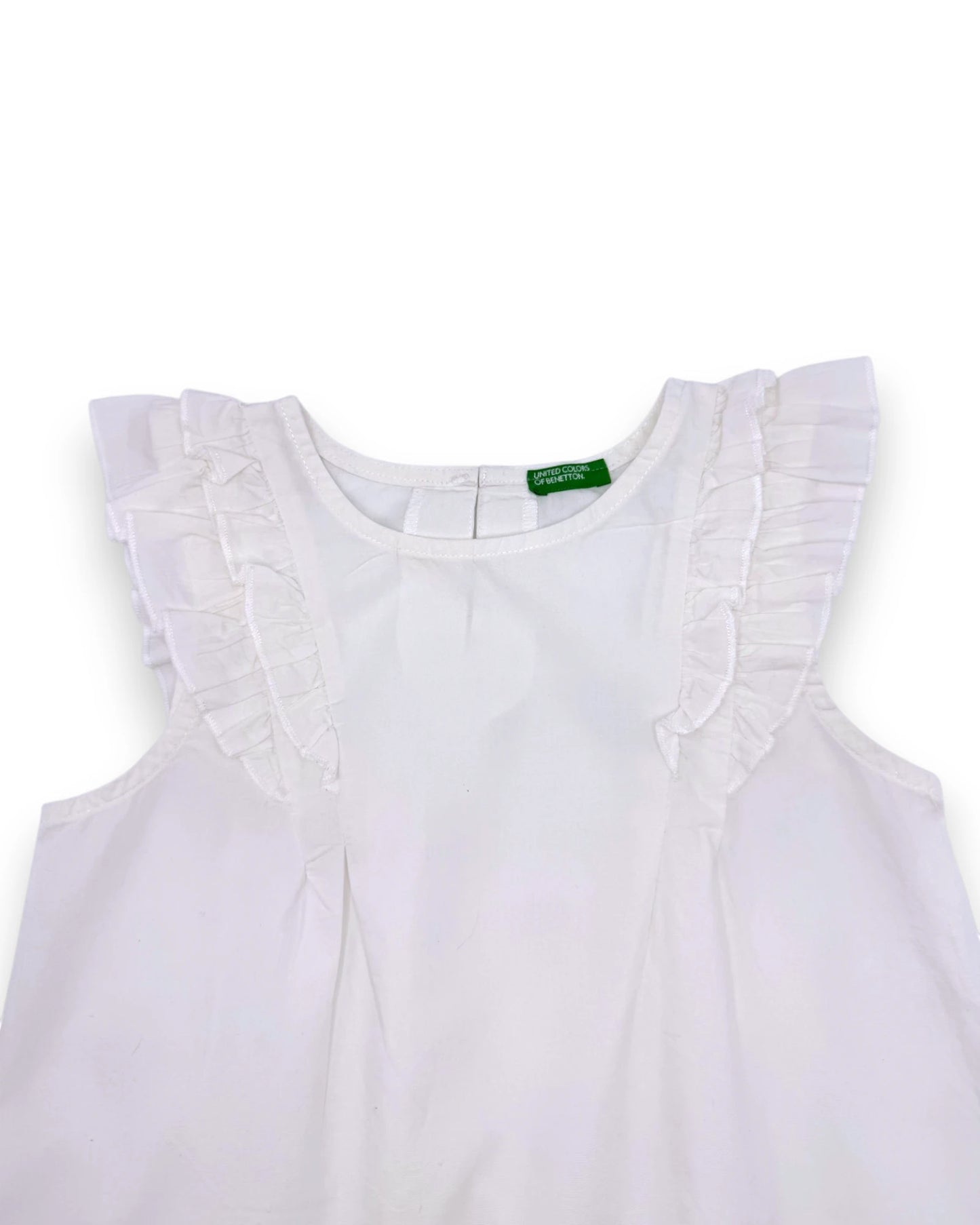 Blusa Branca Folhos BENETTON - 6-7 Anos