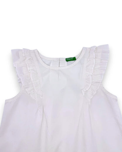 Blusa Branca Folhos BENETTON - 6-7 Anos