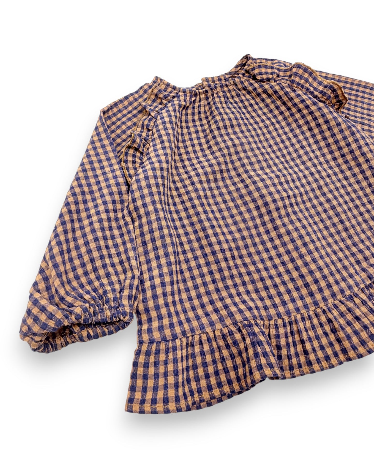 Brown Checkered Blouse, Size 12-18 Months