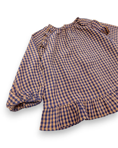 Brown Checkered Blouse, Size 12-18 Months