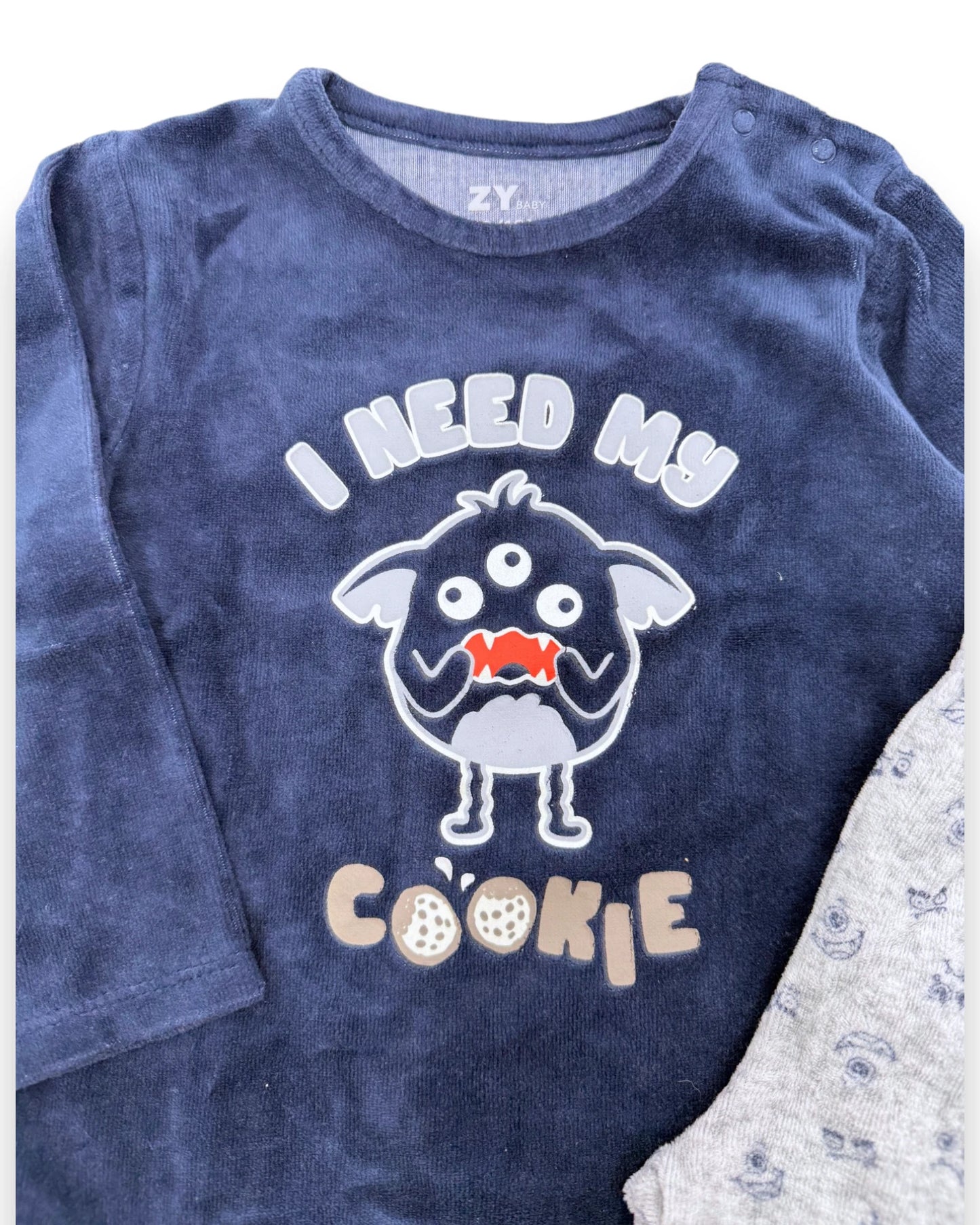 Pijama Polar Monstro Bolachas 12-18 Meses