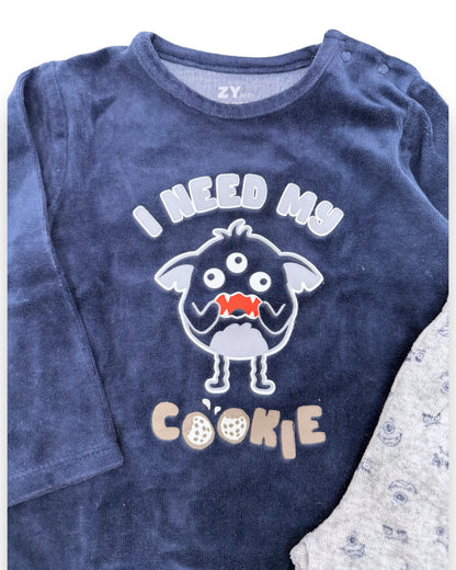 Pijama Polar Monstro Bolachas 12-18 Meses