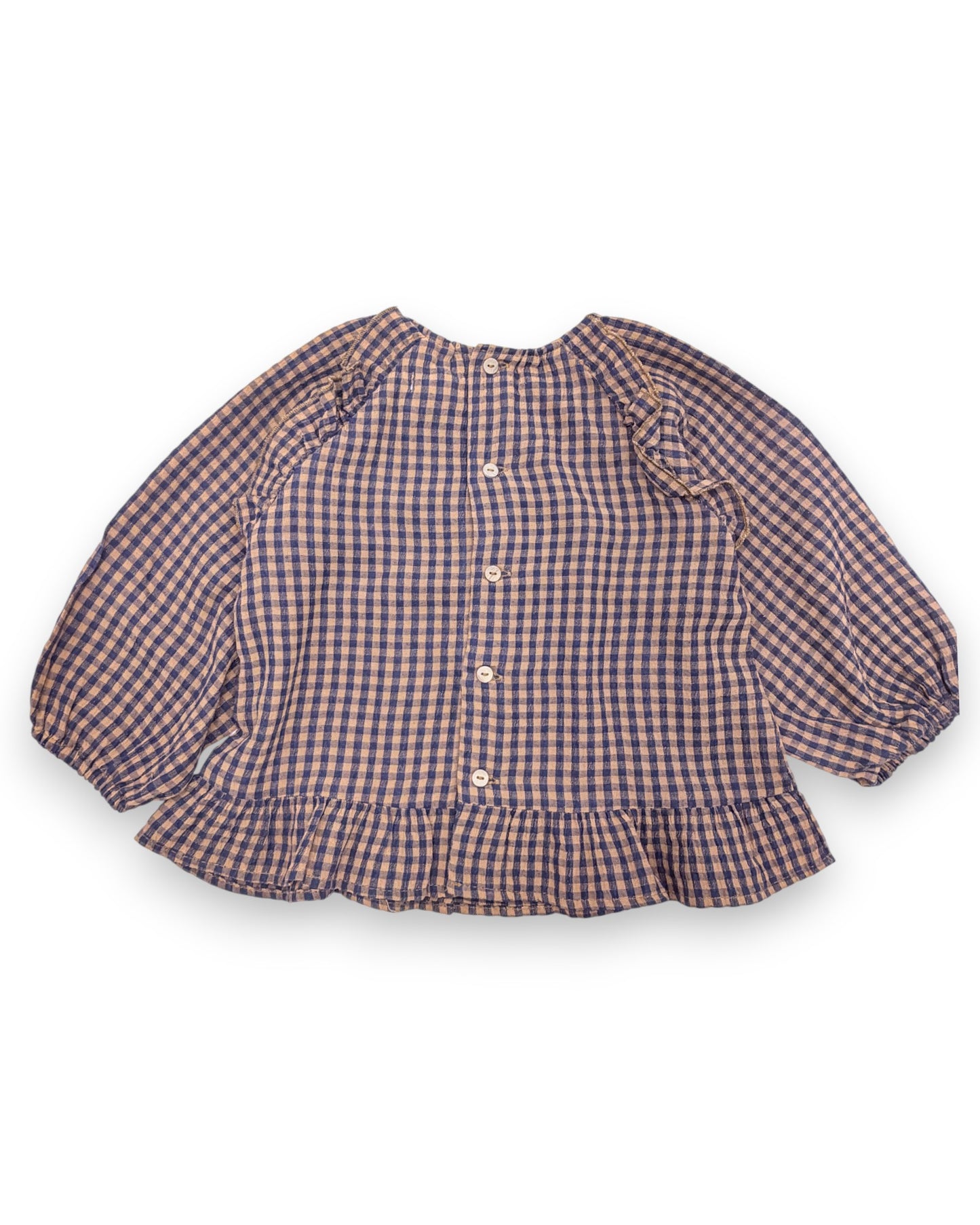 Brown Checkered Blouse, Size 12-18 Months