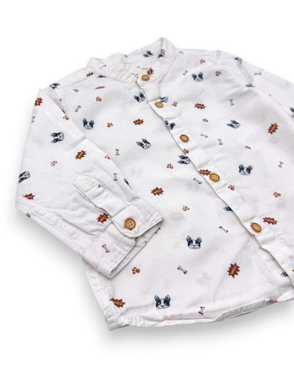 Camisa Branca Cães 3-6 Meses