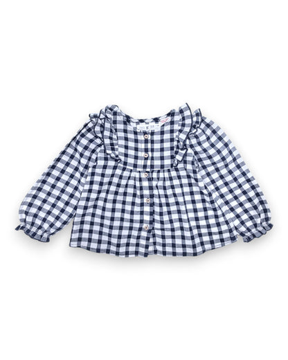 Blue Checkered Blouse, Size 12-18 Months