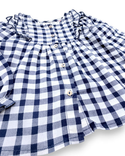 Blue Checkered Blouse, Size 12-18 Months