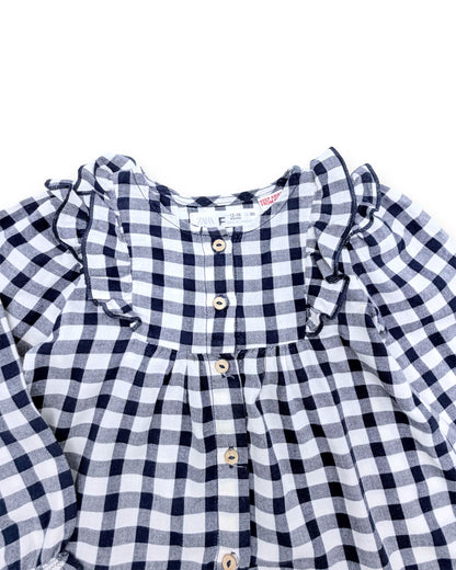 Blue Checkered Blouse, Size 12-18 Months