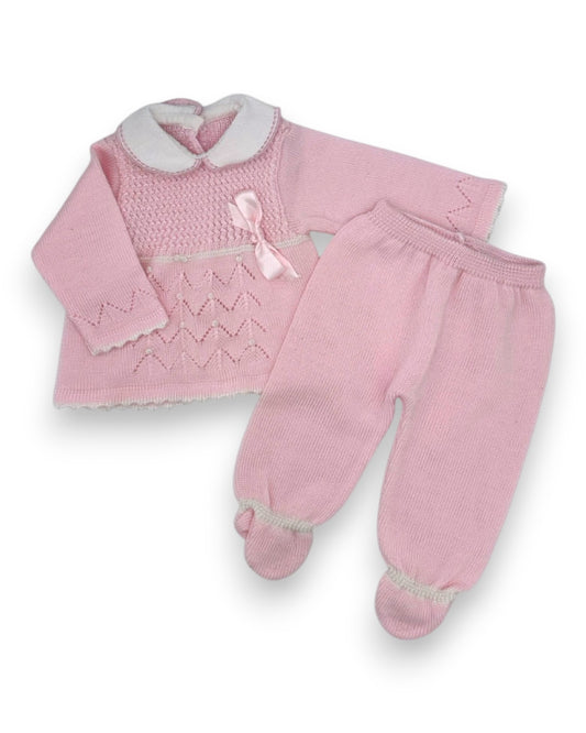 Conjunto Malha Rosa 0-3 Meses