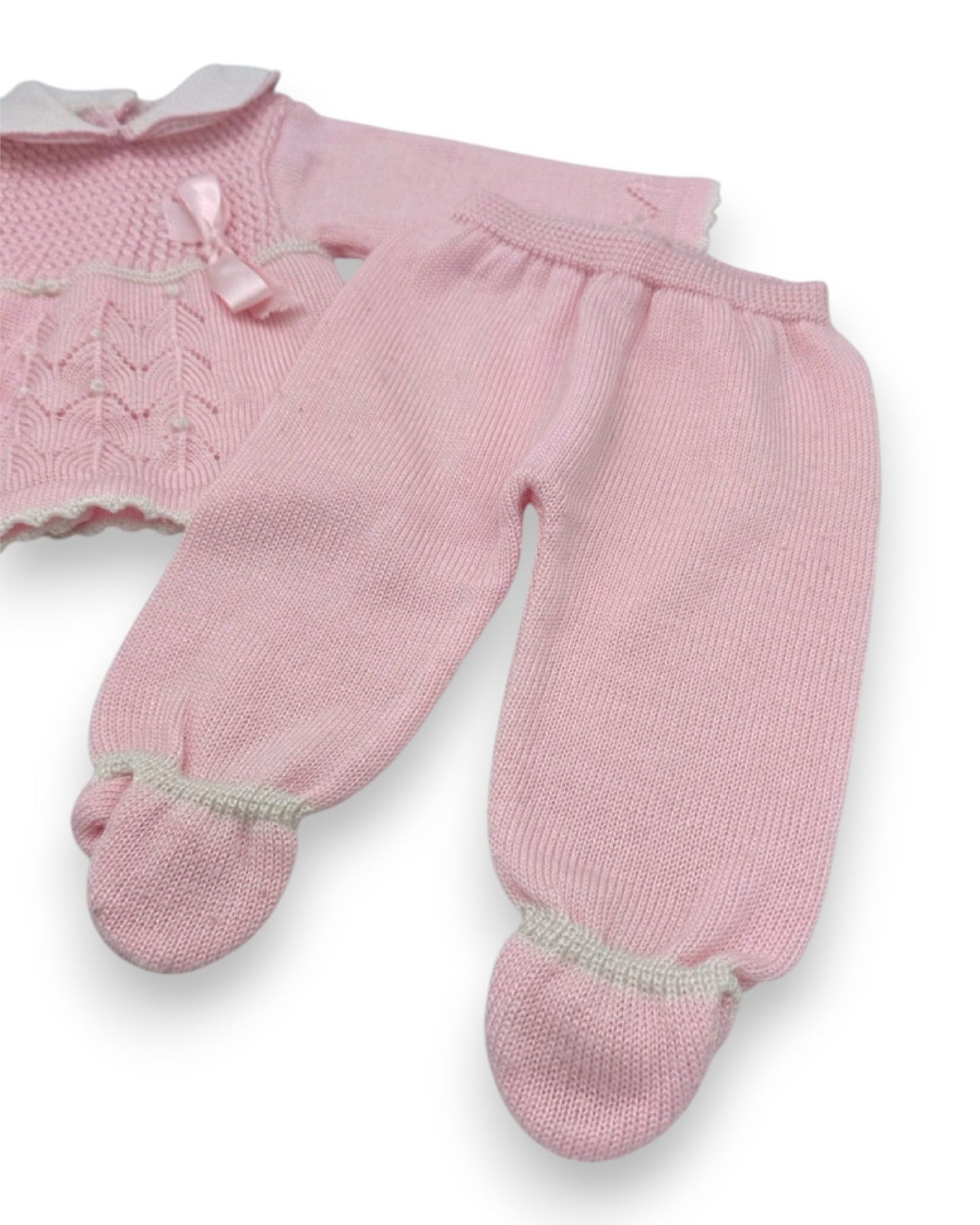 Conjunto Malha Rosa 0-3 Meses