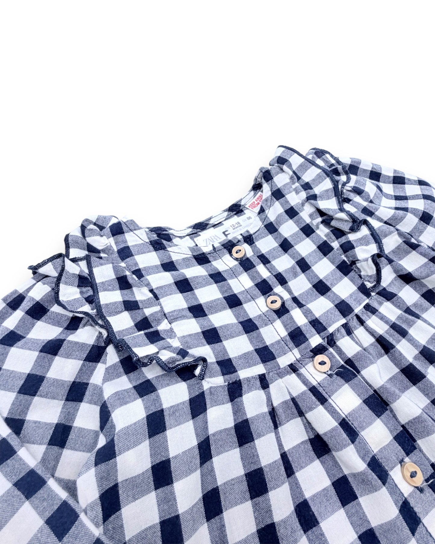 Blue Checkered Blouse, Size 12-18 Months