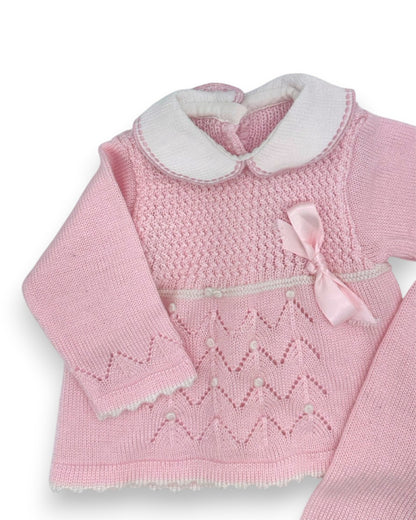Conjunto Malha Rosa 0-3 Meses