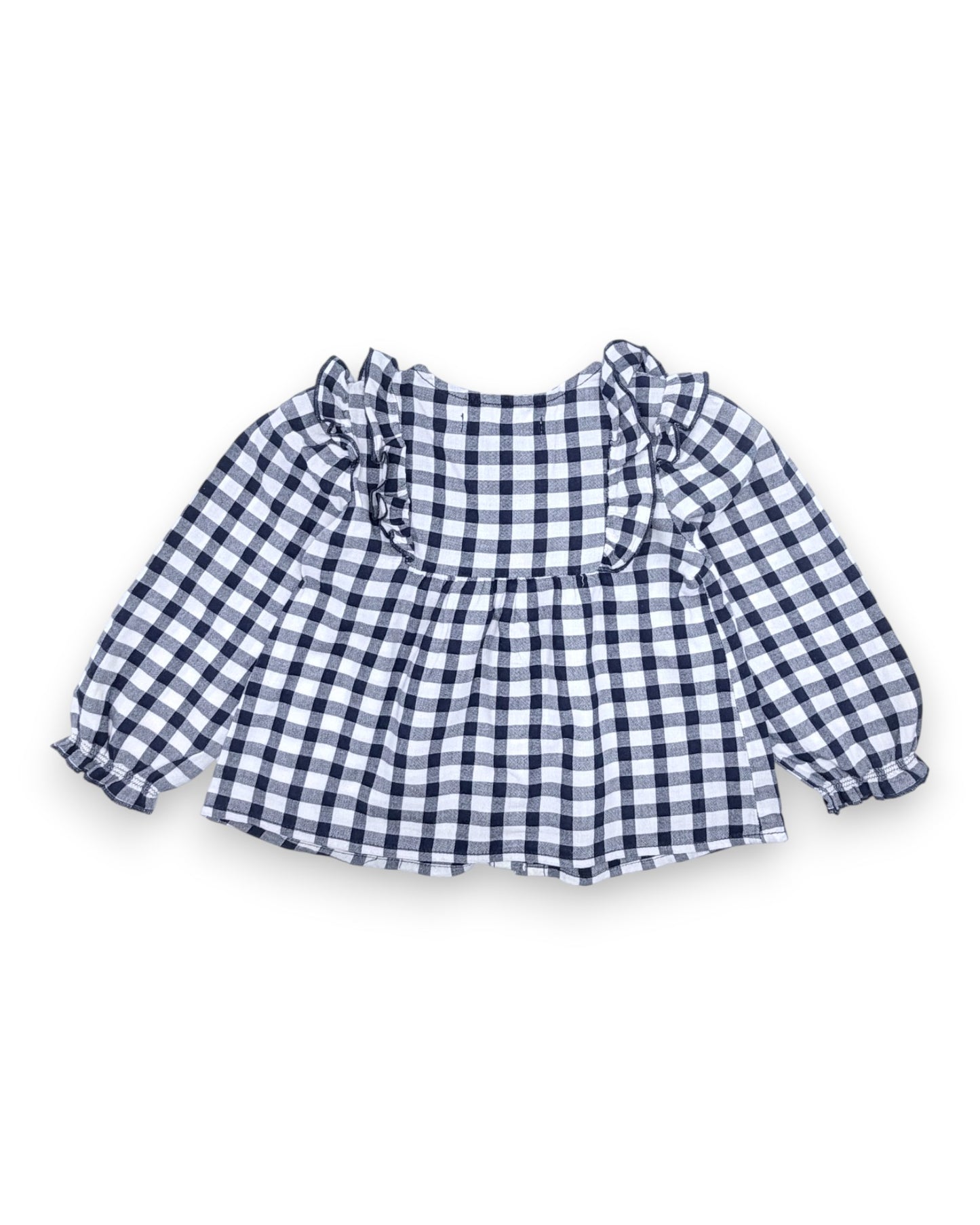 Blue Checkered Blouse, Size 12-18 Months