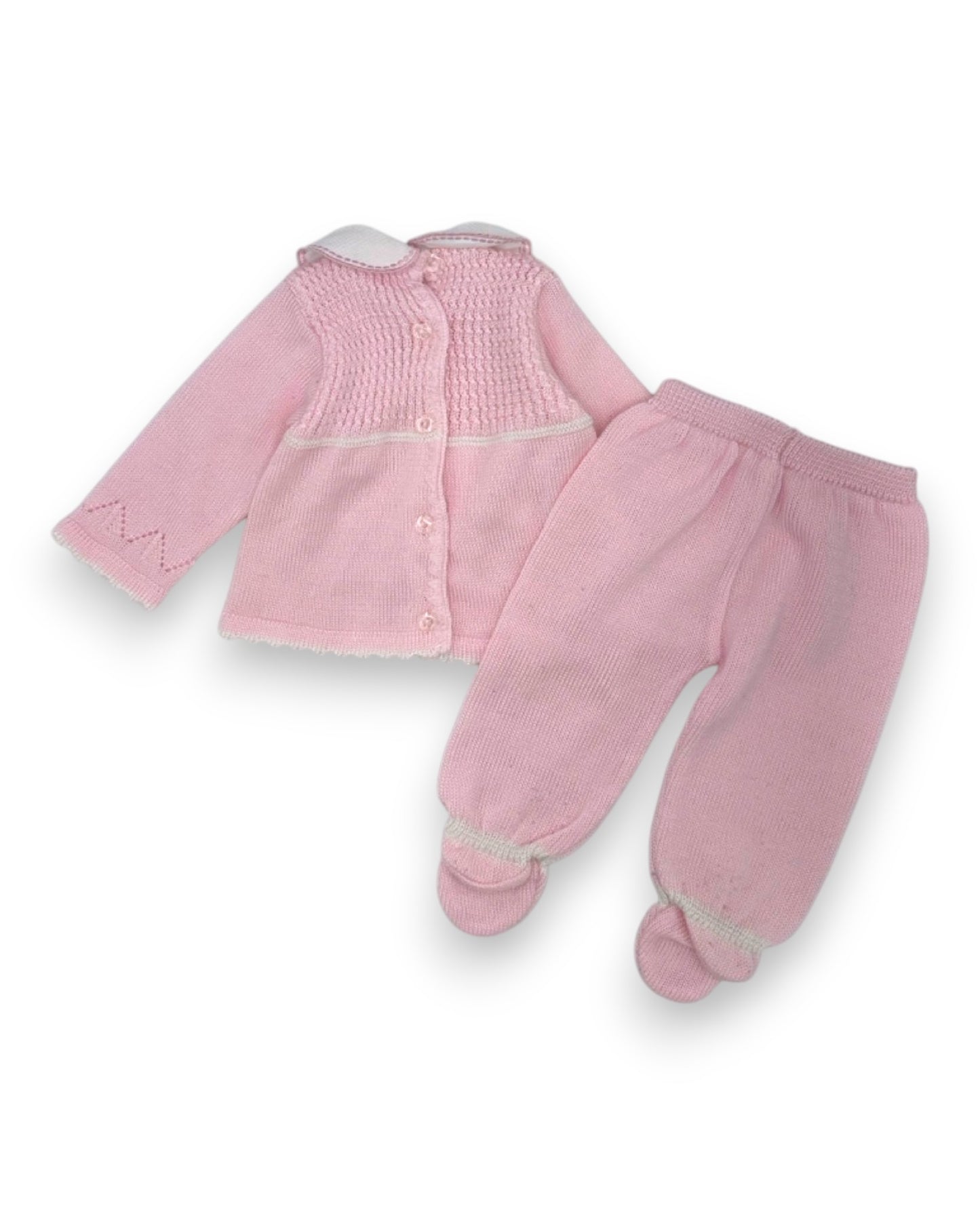 Conjunto Malha Rosa 0-3 Meses